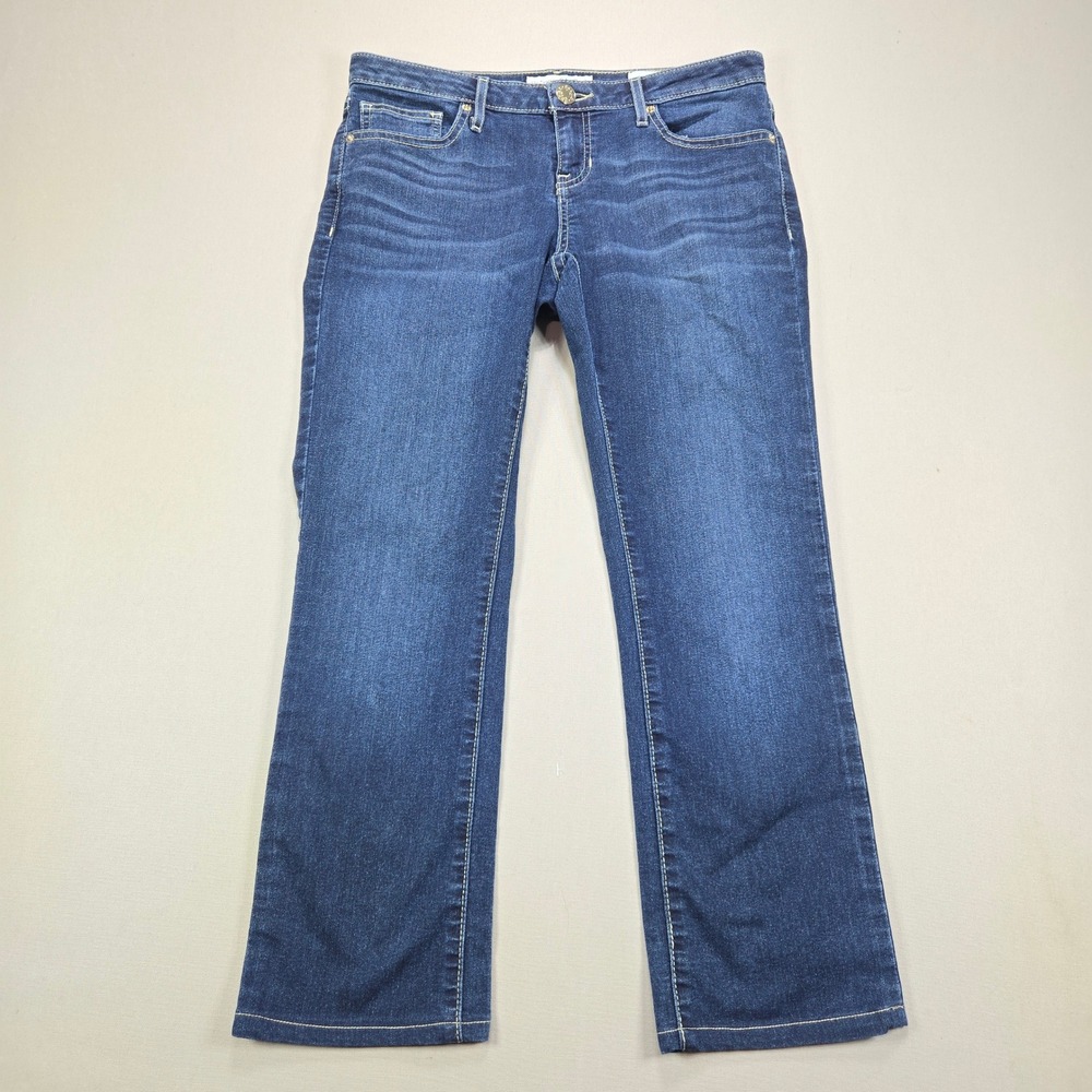 Guess Jeans Grace Fit Low Rise Straight Leg Rhinestone Logo Dark Wash Womens 27